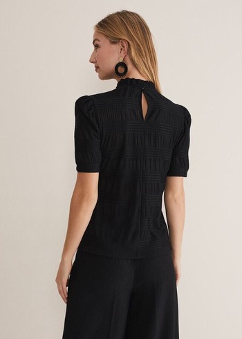 Phase Eight Samiha Textured Shirts Black Canada | WDHVCQ-973